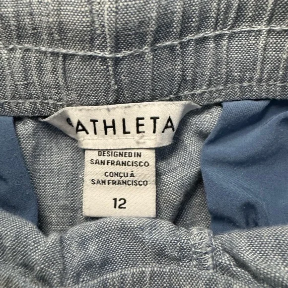 Athleta Cabo Chambray Blue linen joggers - Picture 2 of 6